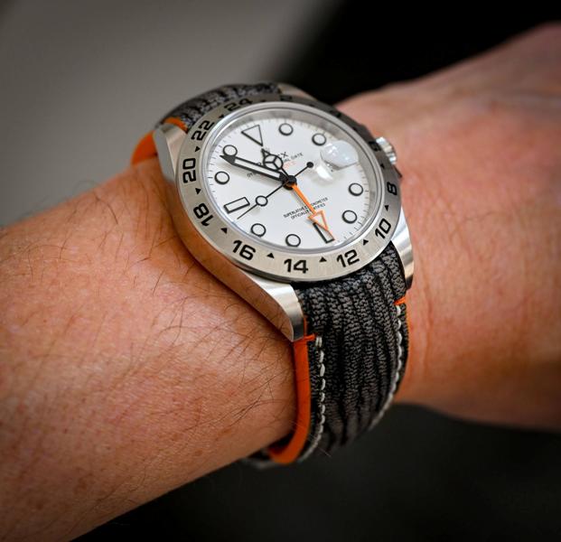 Old English Grey African Goat leather for Rolex Polar Explorer II