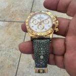 Albino's Gold Daytona on Petroleum Stingray with Central Pearls