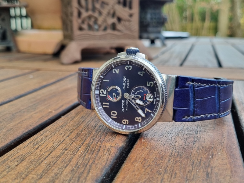 Ulysse Nardin on Custom Royal Marine Blue Alligator