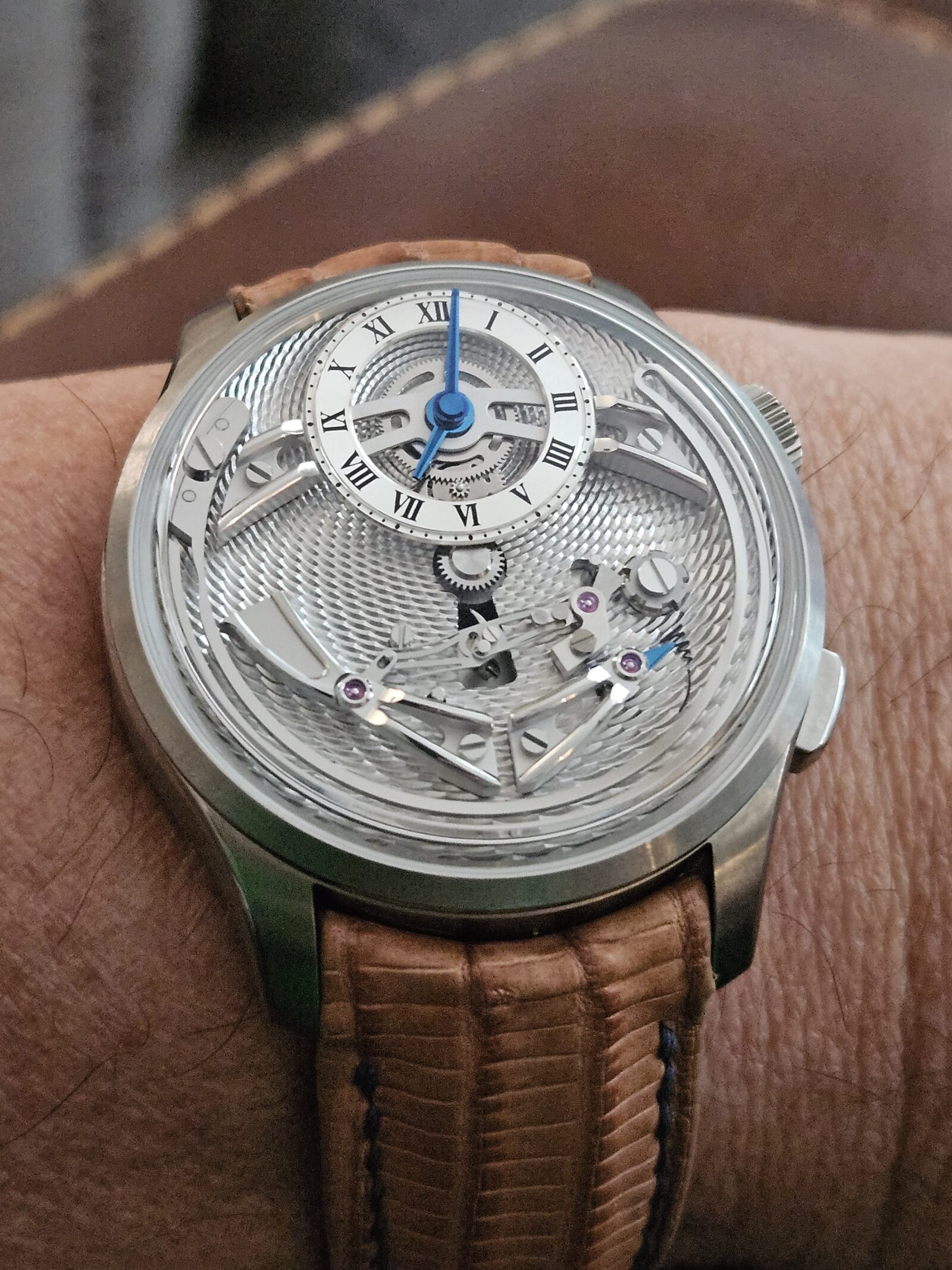 Christopher Ward C1 Bel Canto on Racing Tan Teju Lizard Strap