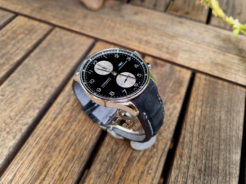 Black Nubuck Alligator Strap for IWC Portugieser Chronograph IW3714