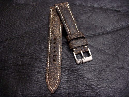 Black-Super-Distressed-Crackle-finish-watch-strap-for-lug-width-20mm