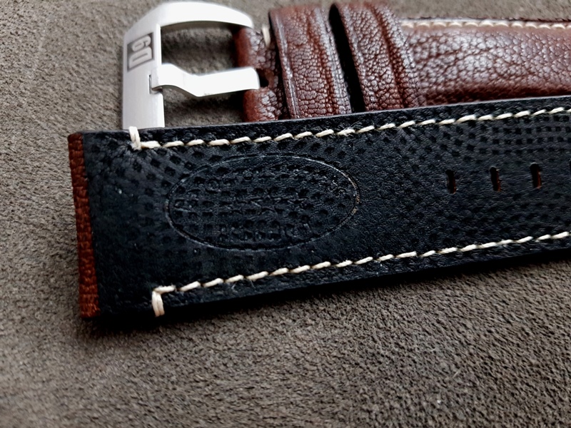 Black Kangaroo Lining on Safari Brown watch strap3