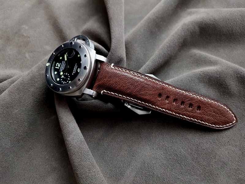 D9 Safari Brown African Goat watch strap on Panerai 2