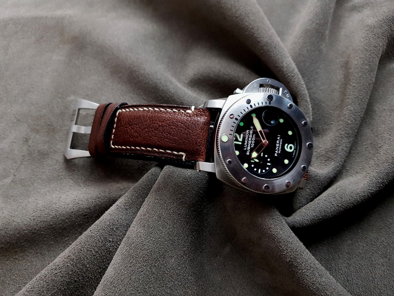 D9 Safari Brown African Goat watch strap on Panerai 3