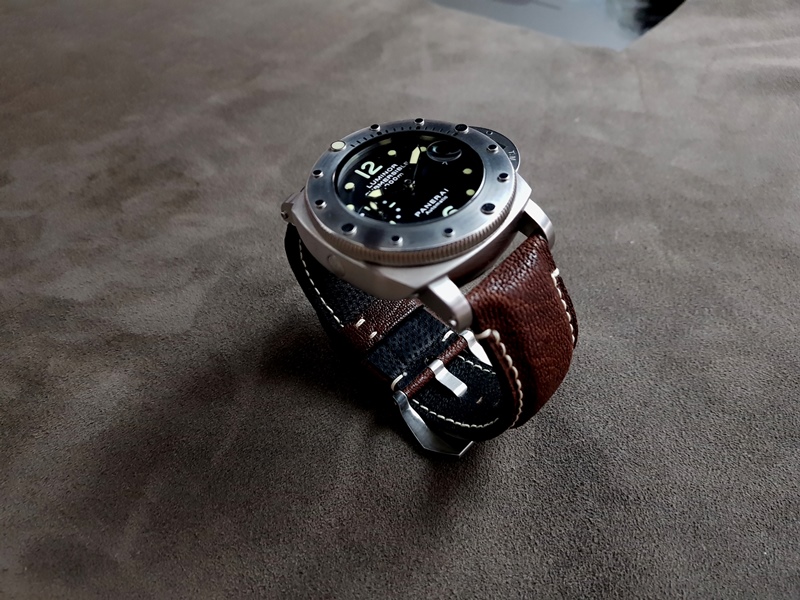D9 Safari Brown African Goat watch strap on Panerai4