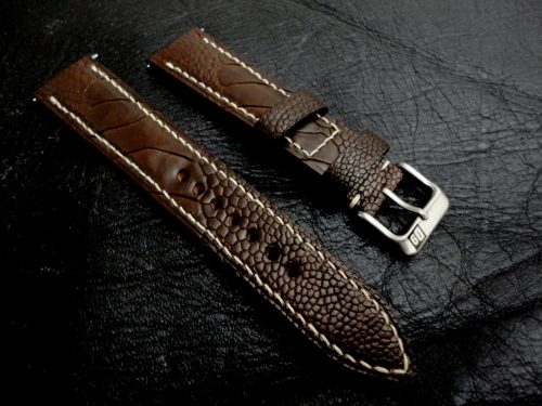 Cigar-Brown-Ostrich-Leg-skin-watch-strap-for-20mm-Lug-Width