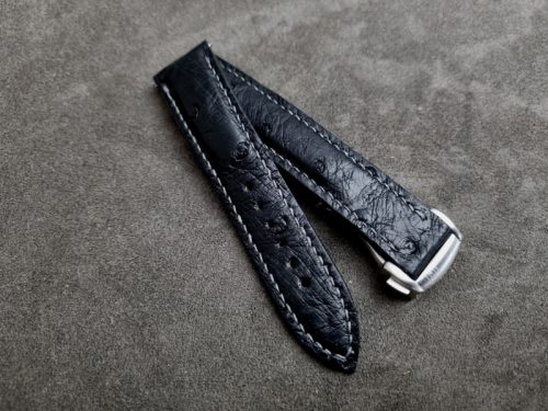 Black Ostrich strap with clasp with 20mm lug width