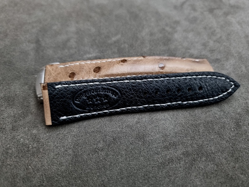 Black Tobasco Lining for Khaki Ostrich watch strap Black Tobasco Lining for Khaki Ostrich watch strap
