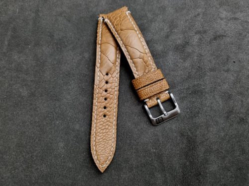 Racing Tan Ostrich Leg skin watch strap for 20mm lug width