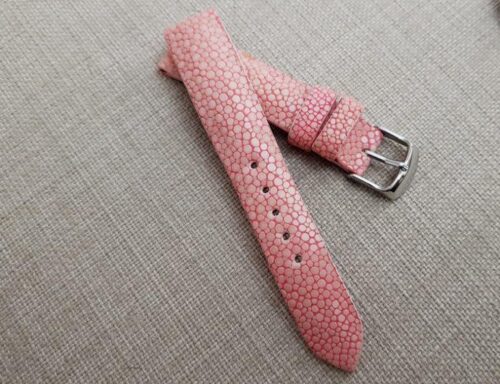 Pink Polished Stingray watch strap for 18mm lugs
