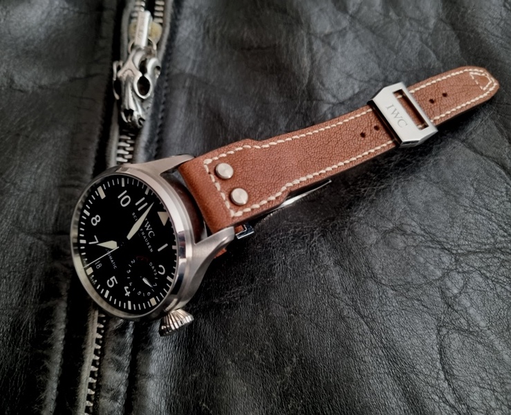 Sahara Tan African Goat strap on IWC Pig Pilot