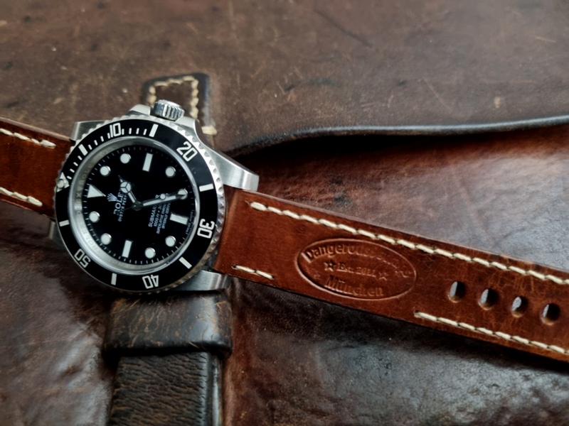 Genuine 1960s Swiss Ammo leather stap on Rolex Submariner